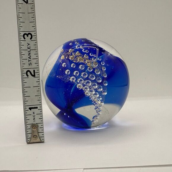 Glass Eye Studio Paper Weight Blue Wave Signed GES - Picture 1 of 11